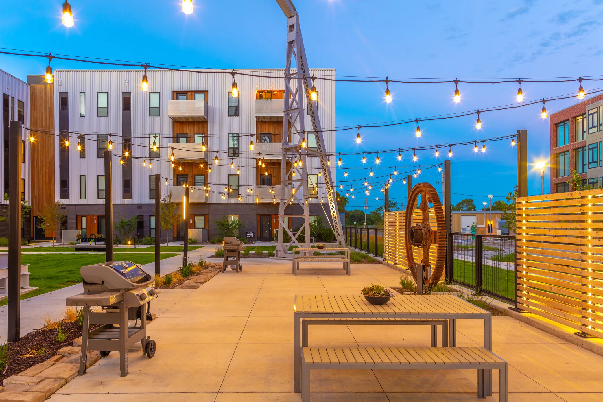 The Rowat courtyard at dusk