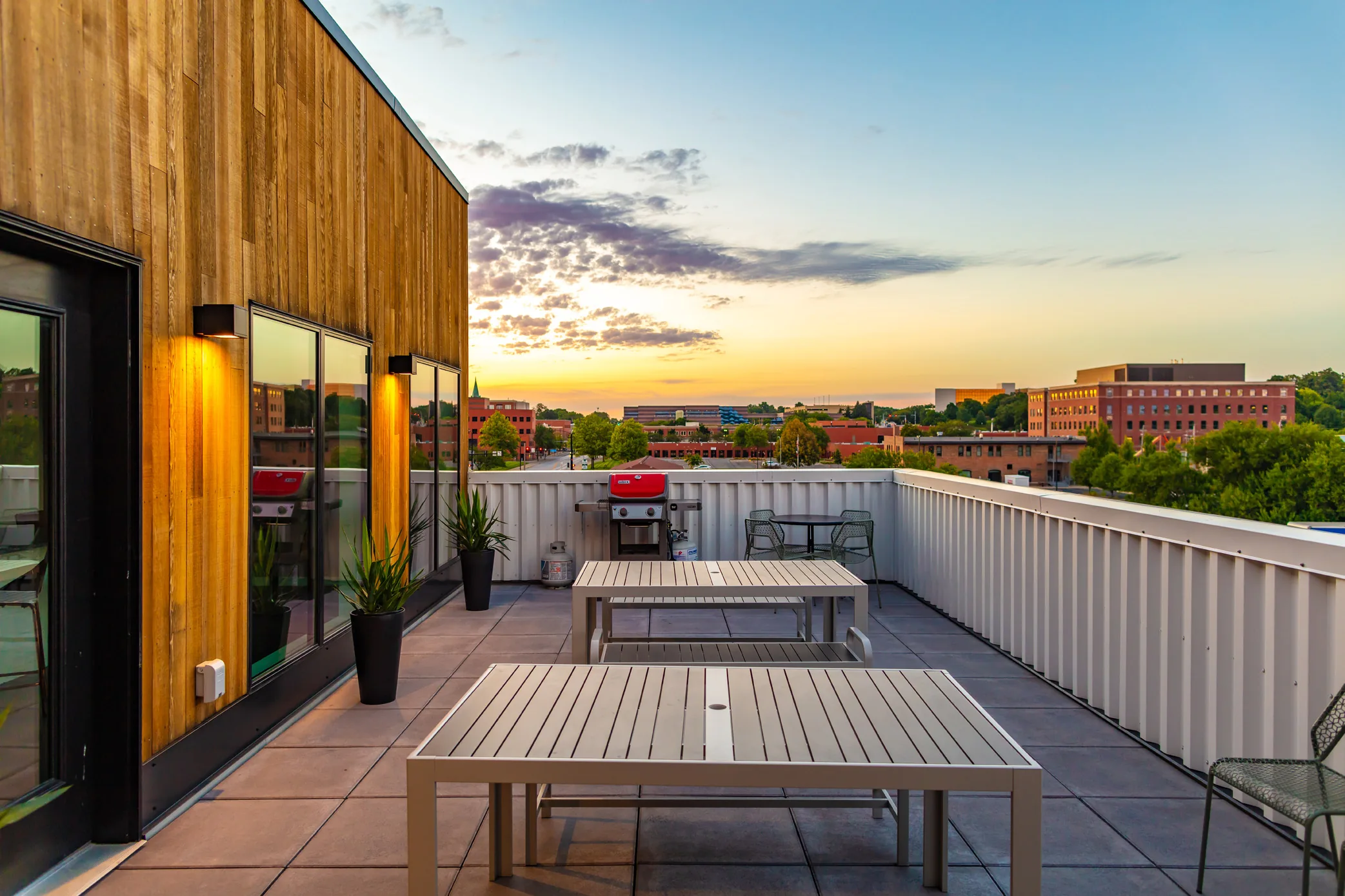 Rowat’s rooftop terrace at sunset